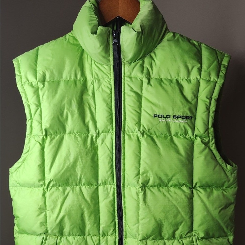 Polo Sport Puffer Vest Mens M‎ Lime Green Down Fill Quilted Ripstop Ralph Lauren